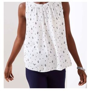 LOFT sleeveless blouse with floral pattern and keyhole button